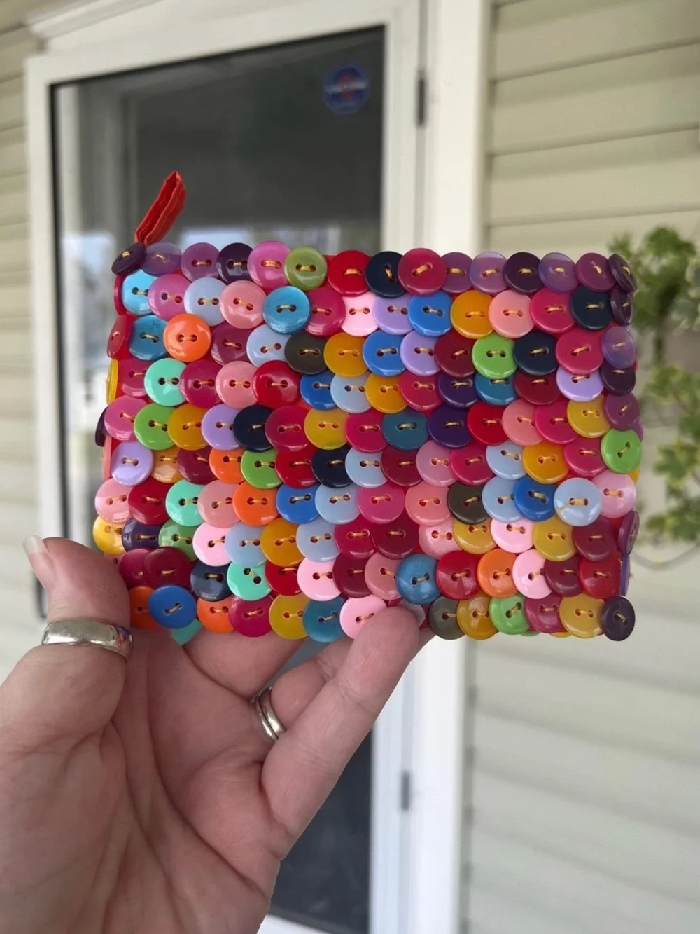 Erik & Mike 300 Button Coin Purse Multi Colored Clutch Zip Closure